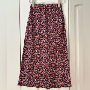Francesca's Collections Red and Pink Floral Maxi Skirt
